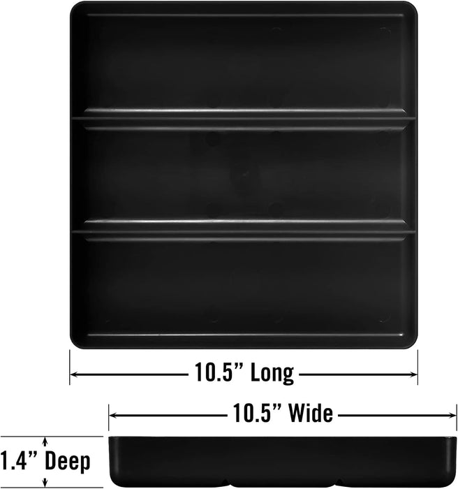 Organizer Tray: Lightweight, Stackable Home, Office & Workshop Tray in Black with 3 Compartments - Ideal for Mechanics, Electricians, Plumbers, Crafting, Hobbies - Impact Resistant, Fits in Drawers