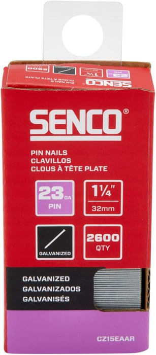 SENCO CZ15EAAR 1-1/4" 23 Gauge Pin Nails, Galvanized Finish 2,600 Count Pack