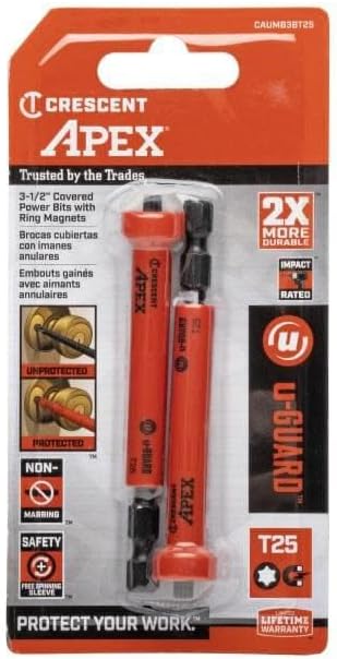 Crescent CAUMB3BT25 T25 x 3-1/2" Torx u-GUARD Covered Impact Power Bit with Ring Magnet (Pack of 2)