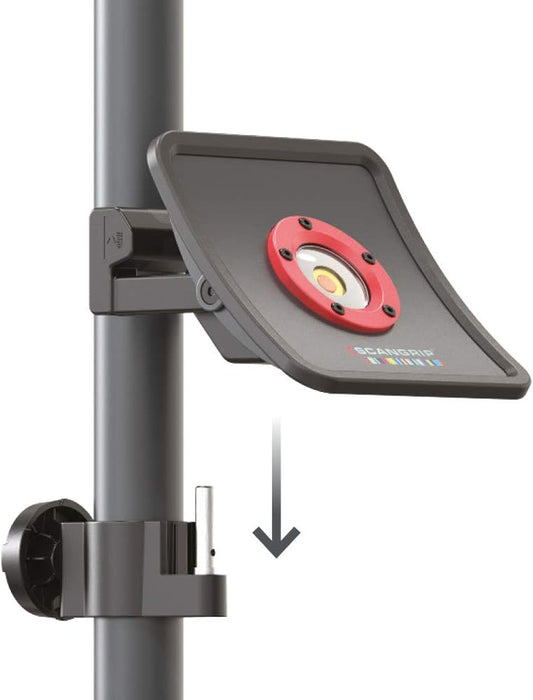 SCANGRIP WHEEL STAND, for Mobile Work Light Positioning in the Workshop, Detailing Light Stand, Extendable from 3 ft to 6,2 ft, Bracket for Second Work Light