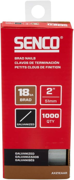 Senco AX21EAAR 2" 18 Gauge Brad Nails, Galvanized Finish, Collated (1,000 Count)