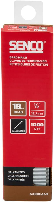 Senco AX08EAAR 1/2" 18 Gauge Brad Nails, Galvanized Finish (Pack of 1,000)