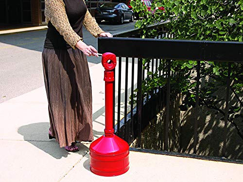 Justrite, Heavy Duty Outdoor Ashtray,Base and Neck Steel, Polyethylene Topper, Safety Red, 2.5 Gallon, 26810R