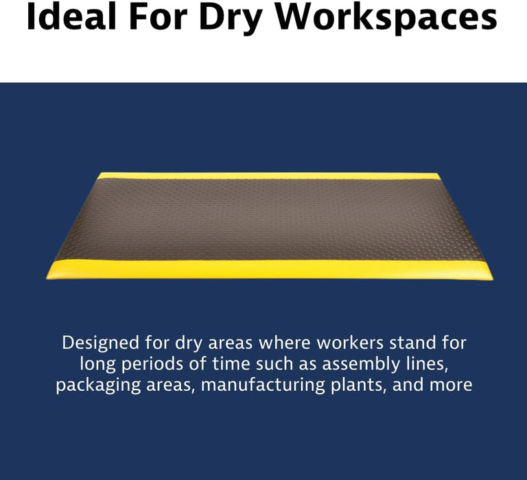 Notrax | 417S0036BY | Notrax 417 Bubble Sof-Tred with Dyna-Shield 3' x 6' x 1/2" Anti Fatigue Mat, Slip Resistant Bubble Textured Surface, Ideal for Industrial and Commercial Workplaces, Black/Yellow, 417S0036BY