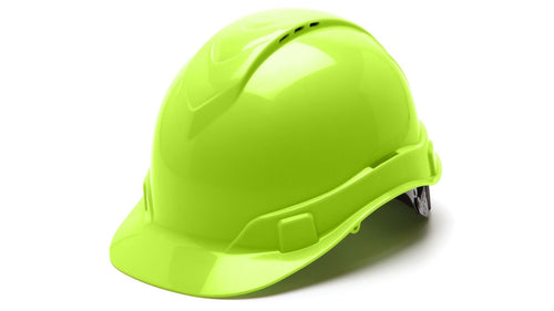 Pyramex HP44131 Ridgeline Cap Style 4 Point Ratchet Hard Hat Hi Vis Lime