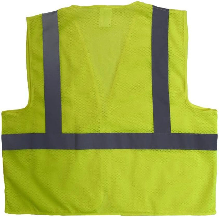 Radians Polyester Mesh Economy Class 2 High Visibility Vest with Zipper Closure Safety, Green, Large