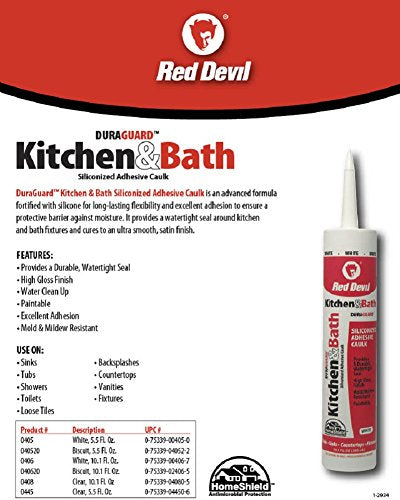 Red Devil 040620 Duraguard Kitchen & Bath Siliconized Acrylic Caulk, 10.1 oz., Biscuit, 12 Pack, Made in USA