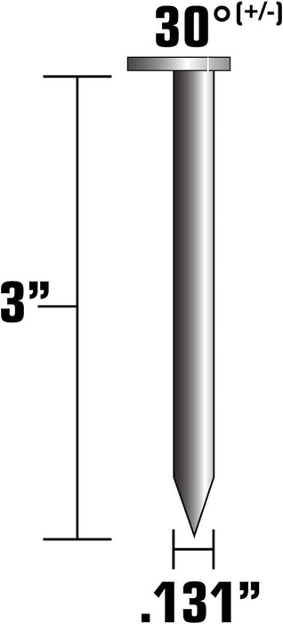 Metabo HPT Framing Nails | 3-in x 0.131-in | 30 Degree | Clipped Head | Bright | Smooth | Collated | 2500-Per Box | 15109HPT