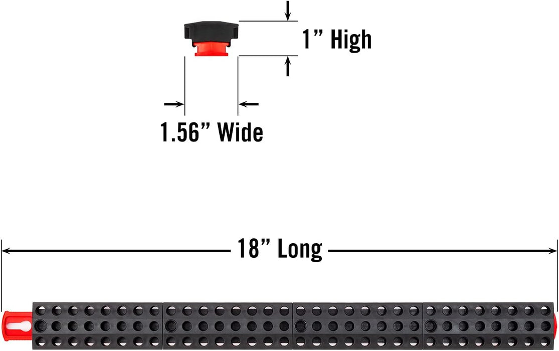 Ernst Manufacturing 96 Tool Magnetic Bit Bar, 1/4" Hex Bit Holder - Red/Black
