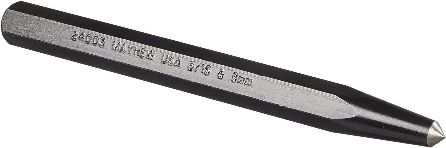 Mayhew Tools 24003 Center Punch, 5/16" - 8mm x 6", Black Oxide Finish