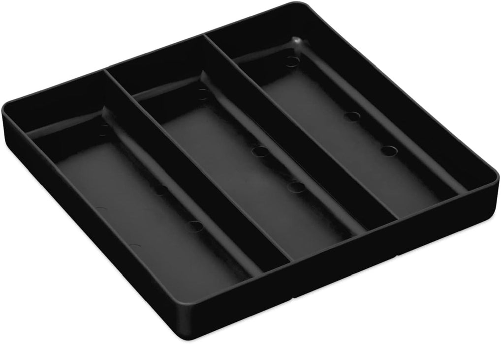 Organizer Tray: Lightweight, Stackable Home, Office & Workshop Tray in Black with 3 Compartments - Ideal for Mechanics, Electricians, Plumbers, Crafting, Hobbies - Impact Resistant, Fits in Drawers