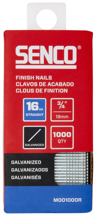 Senco M001000R 3/4" 16 Gauge Straight Finish Nails, Galvanized Finish (Pack of 1000)