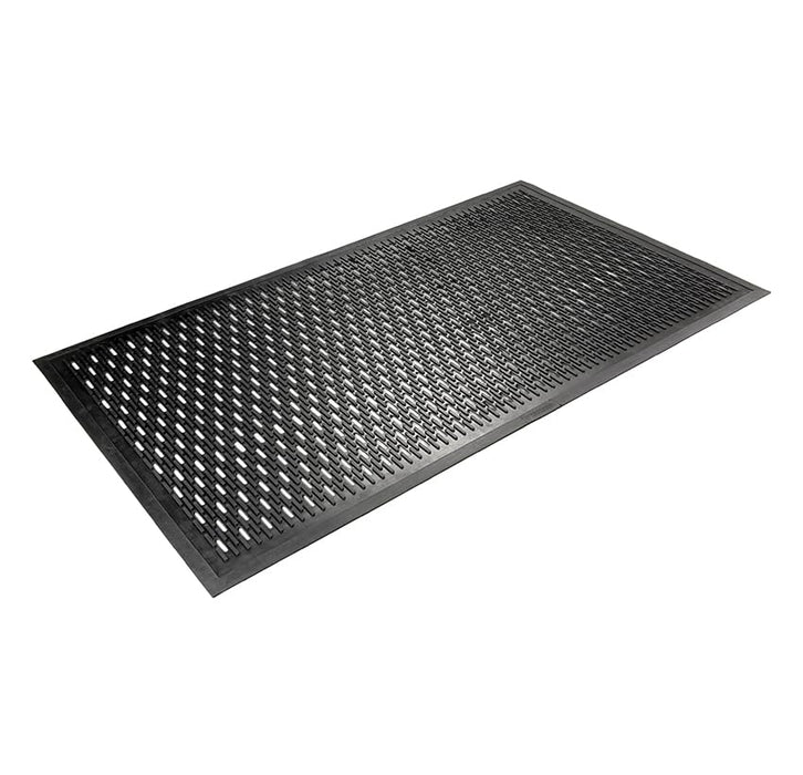 Wearwell UpFront Scraper Mat - Slotted Black. Natural Rubber. Pliable Ridges. Shoe Cleaning Mat for Debris, Snow and Rain. 3' W x 5' L x 5/16" Thickness.