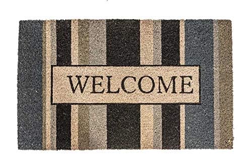 NoTrax, Welcome Gray, Vinyl-Backed Natural Coir Doormat, Entry Mat for Indoor or Outdoor Use, 18"x30", C12 (C12S1830WG)