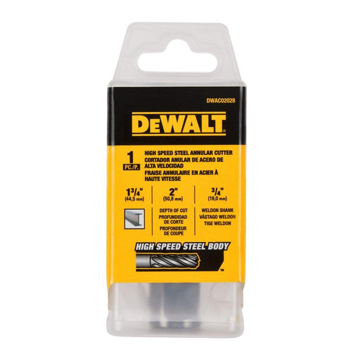 DEWALT DWAC02028 Annular Cutter 1 3/4in X 2in HSS 3/4in Weldon