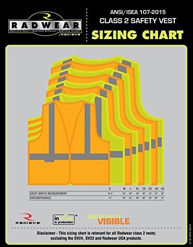 Radians SV65-2ZGM Heavy Duty Surveyors Safety Vest with Zipper, Large Plan Pocket, Hi-Viz Green, Small