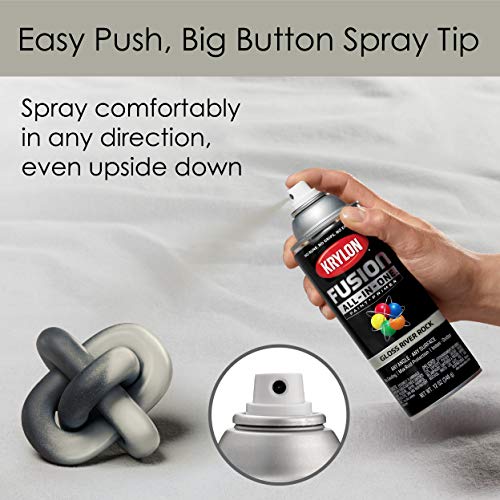 12 oz Krylon K02721007 River Rock Fusion All-In-One Paint & Primer Spray Paint, Gloss
