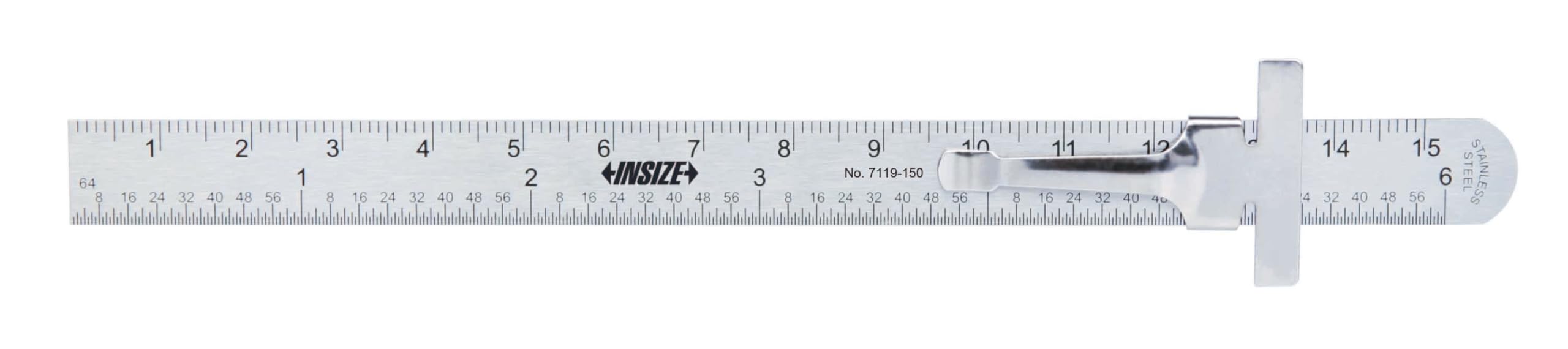INSIZE 7119-150 Pocket Rule with Sliding Clip, 6"/150mm