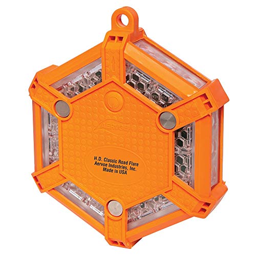 Aervoe 11460 H.D. Classic Safety Road Flare, Orange Flare with Red LEDs, Waterproof, Visibility Up to 2 Miles, 18 LEDs,7 Flash Patterns Featuring S.O.S. Rescue Morse Code