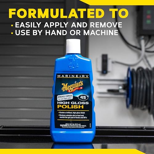 Meguiar's Marine/RV M4516 High Gloss Polish - Professional Grade Boat and RV Polish for a Sleek, High-Shine Finish for Fiberglass & Gel Coat - 16 Oz (Packaging May Vary)