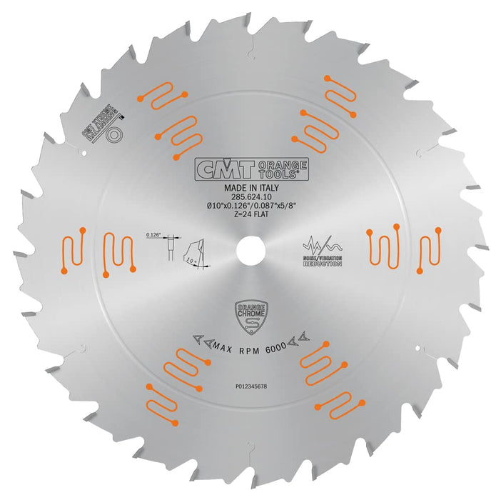 CMT Orange Tools (285.624.10) Orange Chrome Ripping Blade 10" x T24 Flat, Silver