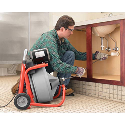 RIDGID 26998 Model K-400 Drain Cleaning 120-Volt Drum Machine Kit with C-45IW 1/2" x 75' Cable, White, Black, Red