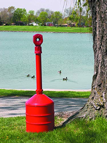 Justrite 26811R Steel Heavy Duty Butt Cans Cigarette Butt Receptacle, 5 Gallon Capacity, 11-1/2" Diameter x 38-1/2" Height, Red