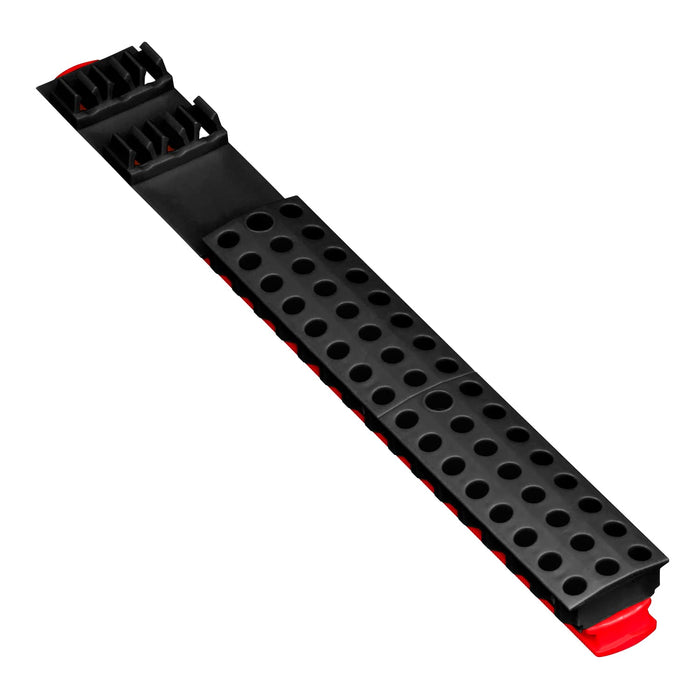 Ernst Manufacturing 54 Tool Bit Bar with Magnetic Base, 1/4" Hex Bit Holder for Toolchest Drawer or Tool Truck – Red & Black