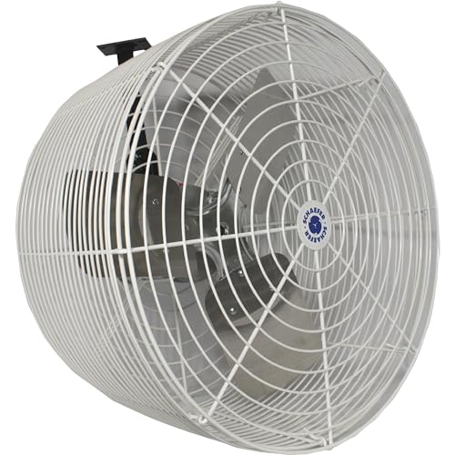 Schaefer VK20 Versa-Kool Deep Guard Greenhouse Air Circulation Fan � 20� HAF Wall Mount Fan w/T-shape Mount � Mount Bracket Ventilation Fan � White