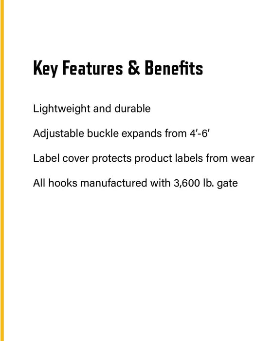 Guardian Fall Protection 01280 AWL4-6 Adjustable Non-Shock Absorbing Lanyard from 4-Feet to 6-Feet , Yellow 4' to 6' Non-Shock Adjustable Single Leg/Steel Snap Hook End