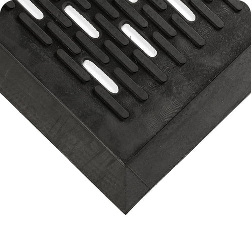 Wearwell UpFront Scraper Mat - Slotted Black. Natural Rubber. Pliable Ridges. Shoe Cleaning Mat for Debris, Snow and Rain. 3' W x 5' L x 5/16" Thickness.