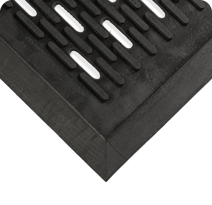 Wearwell UpFront Scraper Mat - Slotted Black. Natural Rubber. Pliable Ridges. Shoe Cleaning Mat for Debris, Snow and Rain. 3' W x 5' L x 5/16" Thickness.