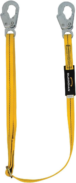 Guardian Fall Protection 01280 AWL4-6 Adjustable Non-Shock Absorbing Lanyard from 4-Feet to 6-Feet , Yellow 4' to 6' Non-Shock Adjustable Single Leg/Steel Snap Hook End
