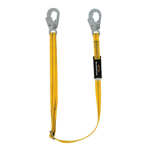Guardian Fall Protection 01280 AWL4-6 Adjustable Non-Shock Absorbing Lanyard from 4-Feet to 6-Feet , Yellow 4' to 6' Non-Shock Adjustable Single Leg/Steel Snap Hook End