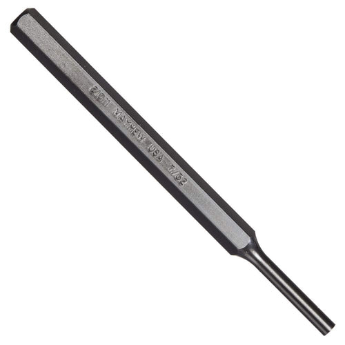 Mayhew Tools 21011 SAE Pin Punch, 7/32 x 1.25" Pin, 5-1/2" OAL x 3/8" Body, Black Oxide Finish