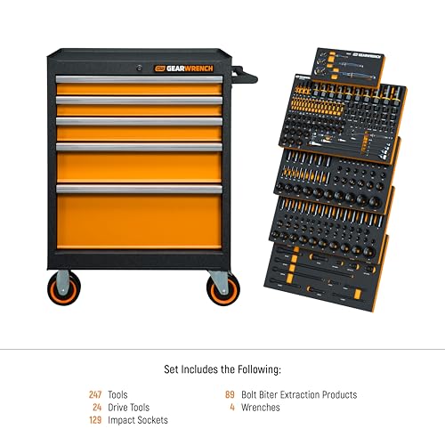 GEARWRENCH 247 Piece MEGAMOD Mechanics Tool Set in Modular Foam Trays with Storage Unit | MEGAMOD247