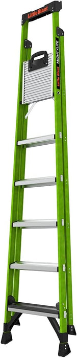 Little Giant Ladders, MightyLite 2.0, 8' Stepladder with Ground Cue, Fiberglass, Type IAA, 375 lbs Weight Rating, (15408-001), Green 8 Ft.