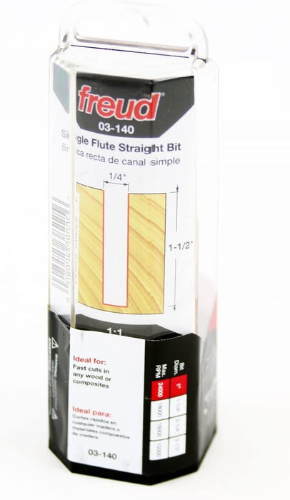 Freud 03-140 Single Flute Straight Bit with Tico Hi-Density Carbide + Black I.C.E Coating for Maximum Performance, 1/4" Diameter, 1/4" Shank Dia., 1-1/2" Height, 2-1/2" Length
