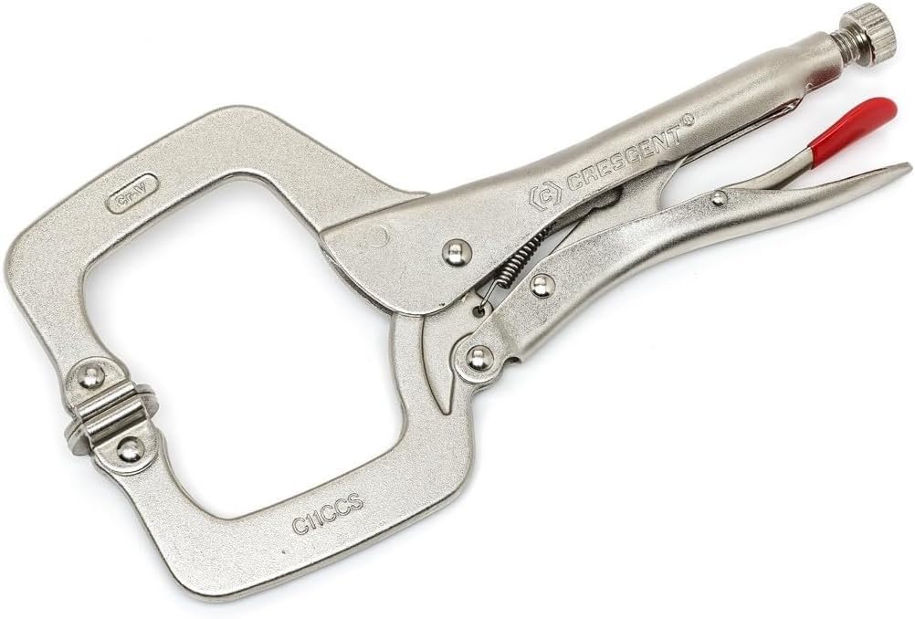 Crescent C11CCSVN Locking 11" C-Clamp with Swivel Pad Tips, Heavy-Duty Adjustable Clamp with Hex Key Recess & Compound Action