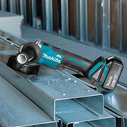 Makita XAG11T 18V LXT� Lithium-Ion Brushless Cordless 4-1/2� / 5" Paddle Switch Cut-Off/Angle Grinder Kit, with Electric Brake (5.0Ah)