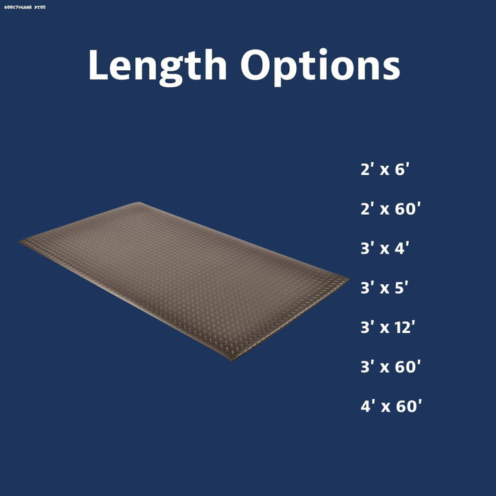 Notrax 419 Diamond Sof-Tred with Dyna-Shield 2' x 60' x 1/2" Anti Fatigue Mat, Slip Resistant Diamond Textured Surface, Ideal for Industrial and Commercial Workplaces, Black, 419R0024BL Black 2'W x 60'L Diamond Textured Surface