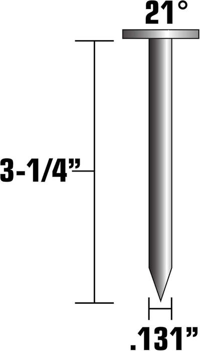 Metabo HPT (20163SHPT) Framing Nails, 3-1/4 In. x .131 Diameter, 21 Degree, Full Round Head, Smooth Shank, Hot Dipped Galvanized (Pack of 1000)