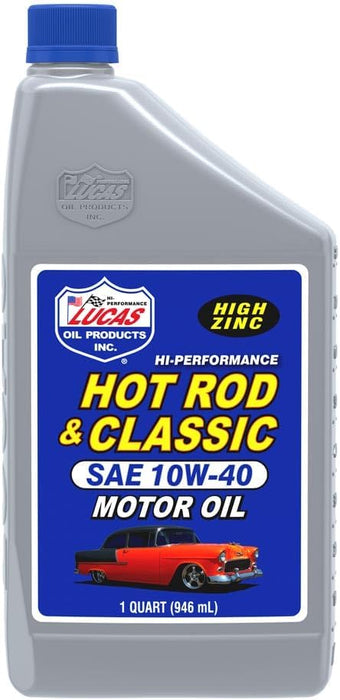 Lucas Oil 10688 Hot Rod & Classic Car SAE 10W-40 Motor Oil, 1 Quart (Pack of 6)