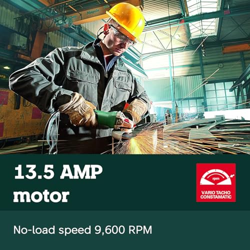 Metabo 6-Inch Angle Grinder, 13.5 Amp, 9,600 RPM, Electronics, Non-locking Paddle Switch, Made in Germany, WEP 15-150 Quick, 600488420, Green