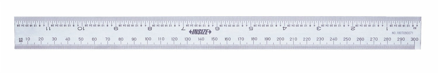 INSIZE 7113-300A Rigid Rule, 12"/300 mm, Graduation 1/32", 0.5 mm, 1/64", 1 mm