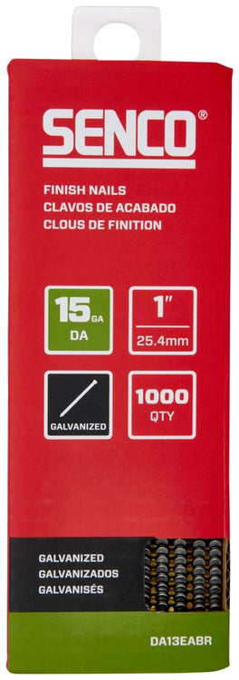 Senco DA13EABR 34 Degree Collated Finish Nails, 15 Gauge, 1 Inch Length, Galvanized (Pack of 1000)