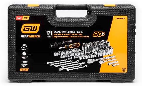 GEARWRENCH (GW90SCBMTS) 121 Piece Mechanics Hand Tool Set - 1/4" & 3/8” Drive, 90 Tooth, SAE & Metric