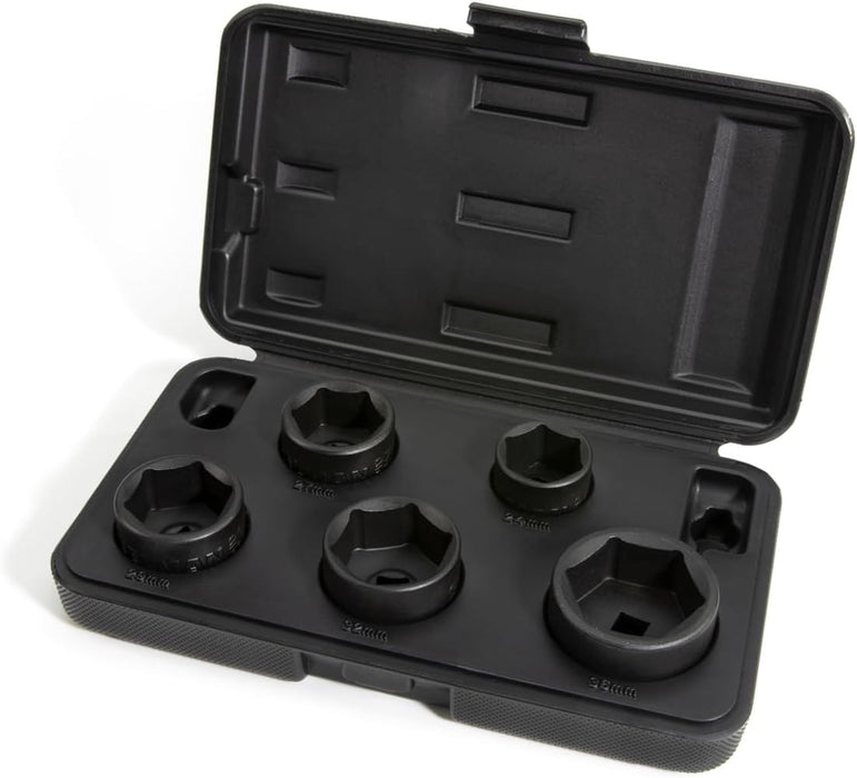 Steelman 42275 5-Piece 3/8-Inch Drive Low Profile Oil Filter Wrench Socket Set, 24mm, 27mm, 29mm, 32mm, and 36mm Sizes