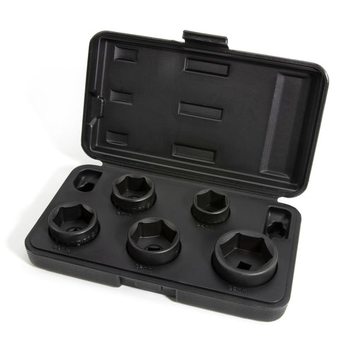 Steelman 42275 5-Piece 3/8-Inch Drive Low Profile Oil Filter Wrench Socket Set, 24mm, 27mm, 29mm, 32mm, and 36mm Sizes