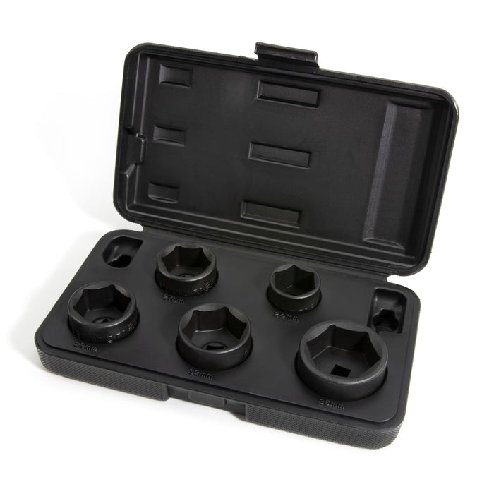 Steelman 42275 5-Piece 3/8-Inch Drive Low Profile Oil Filter Wrench Socket Set, 24mm, 27mm, 29mm, 32mm, and 36mm Sizes
